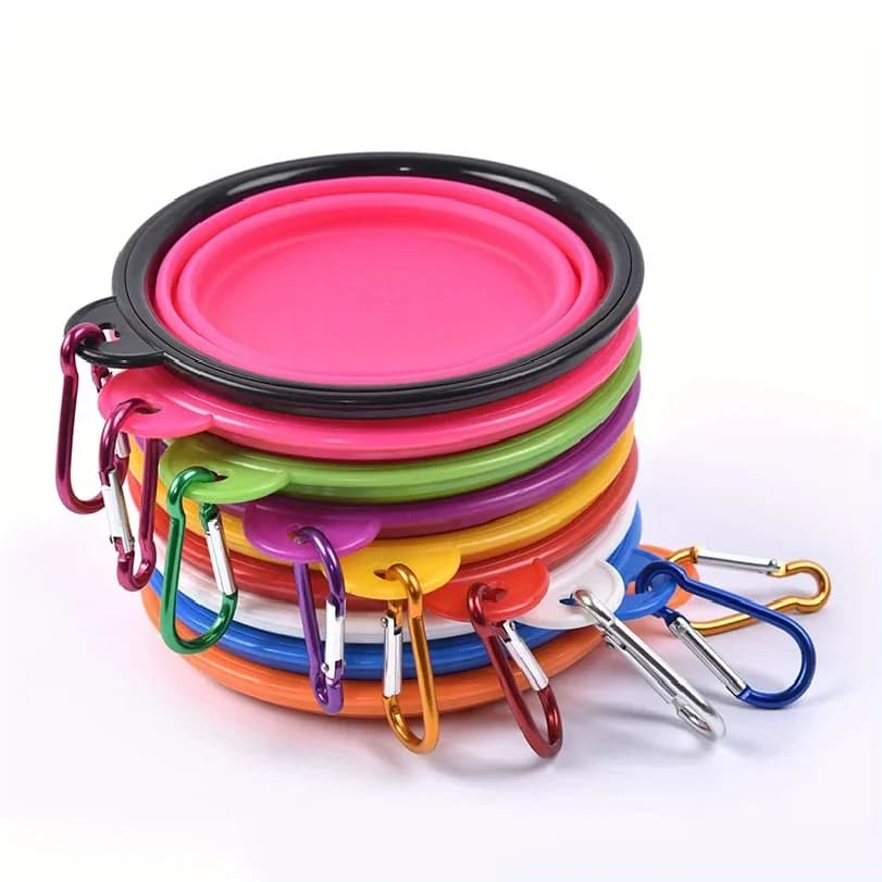 Ciotola Pieghevole per Cani, Ciotola da Viaggio Portatile per Cani, Ciotola per Cibo e Acqua per Passeggiate all'Aperto, Ciotola in Silicone per Cibo e Acqua per Cani con Bordo Antiscivolo