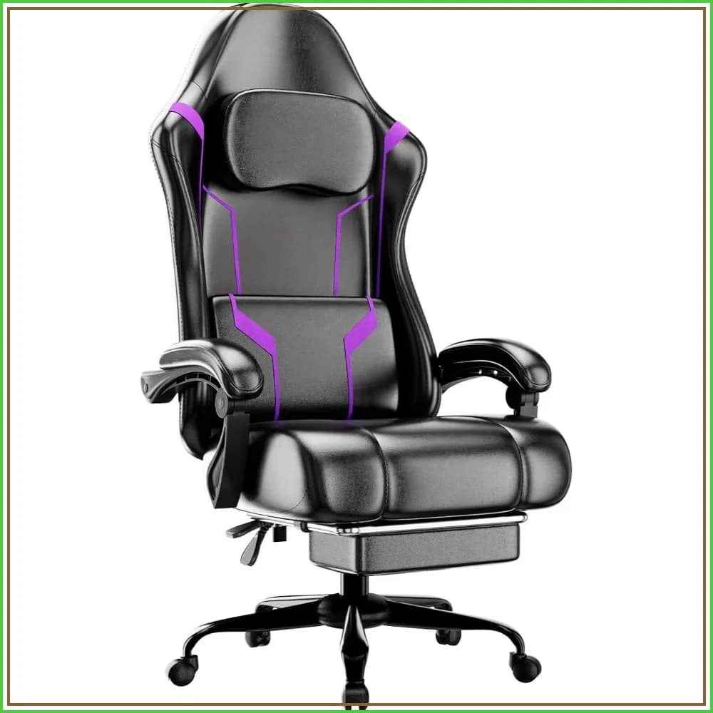 Ergonomic Gaming Chair with Pocket Spring Cushion and Footrest, Height Adjustable Swivel Computer Chair with Headrest