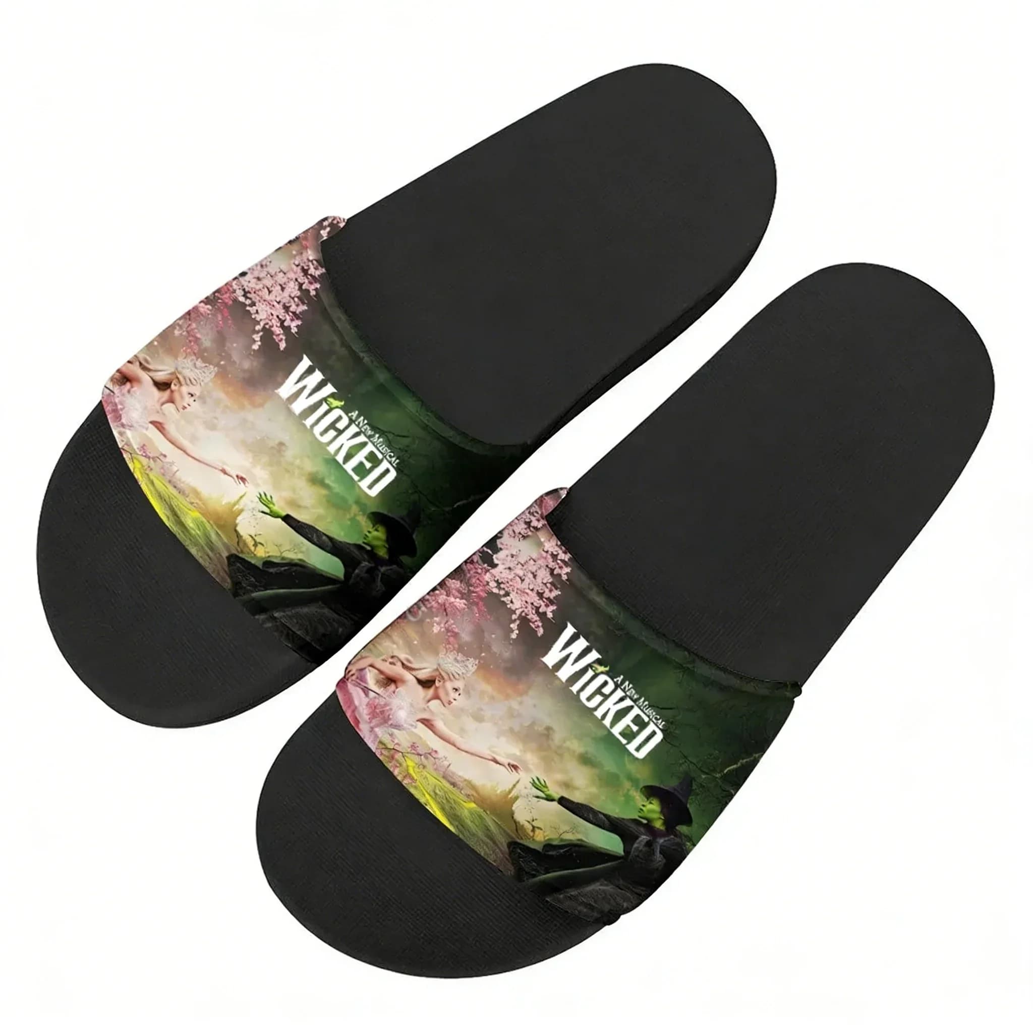 Ciabatte Wicked the Musical, Scarpe da casa e per l'acqua, Sandali leggeri da uomo e donna per spiaggia e piscina, Ciabatte estive personalizzate