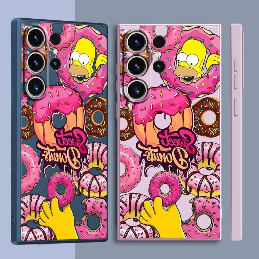 The Simpsons Donuts Case for Samsung Galaxy S26 Note 20 10 Ultra S24 Ultra S22 S23 S21 Plus S25 Edge S20 FE Phone Cover
