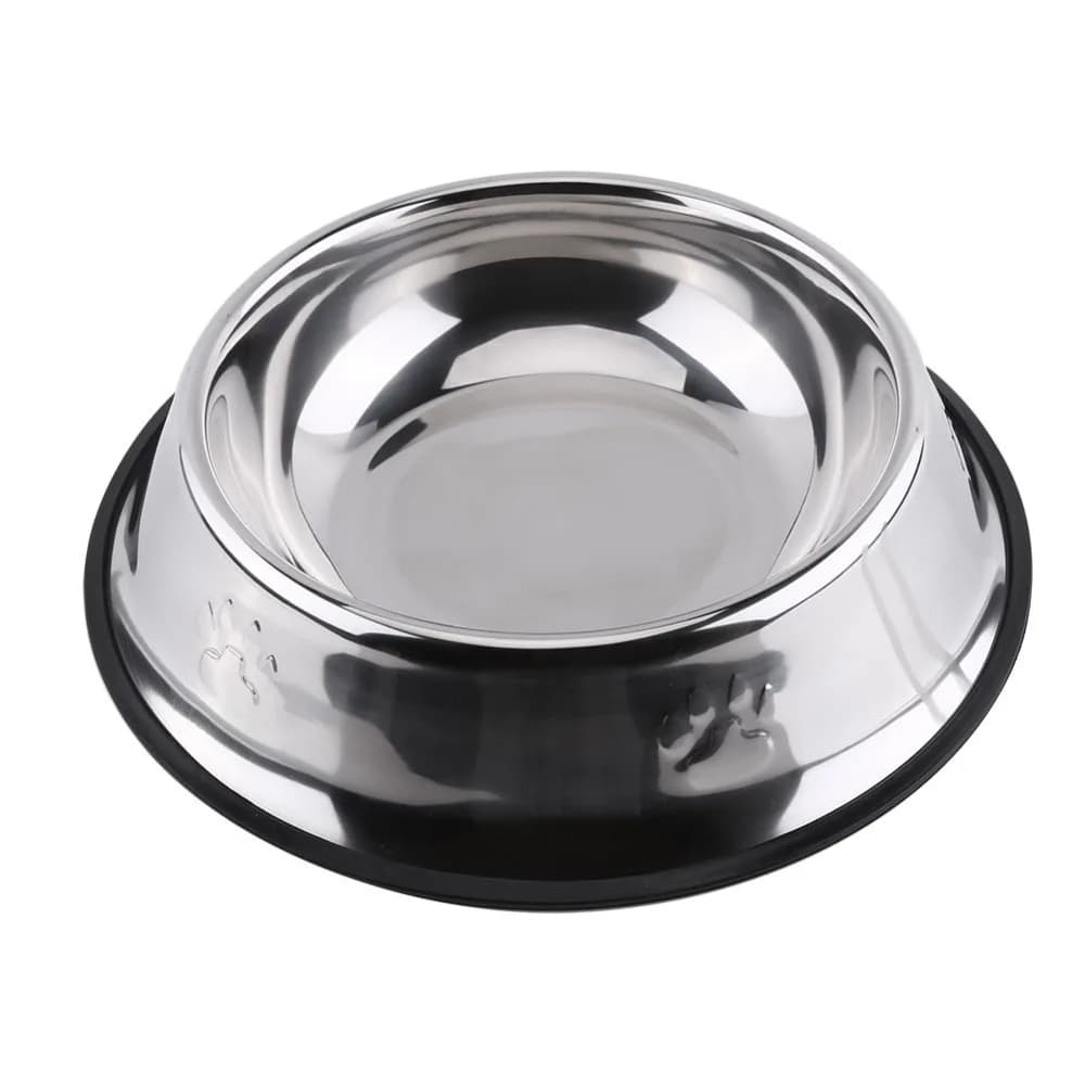 Sturdy Build Anti-tip Pet Bowl Rustproof Round Cat Food Bowl Footprint Pattern Solid Pet Dinner Bowl Pet Dining Use