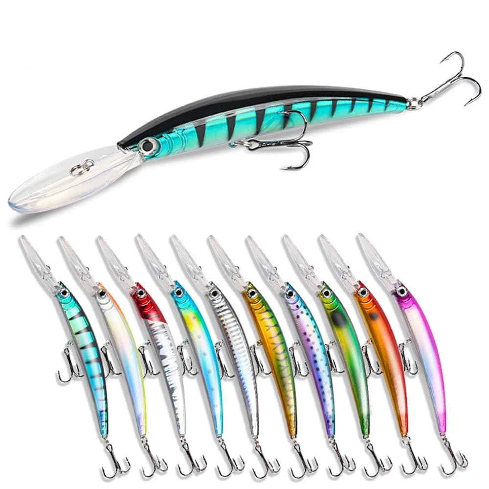 Lingua lunga Minnow Richiamo di Pesca Bass Traina Flaher Esca Dura Artificiale 17.5 cm 16g Crankbait Wobblers per Traina Jerkbait