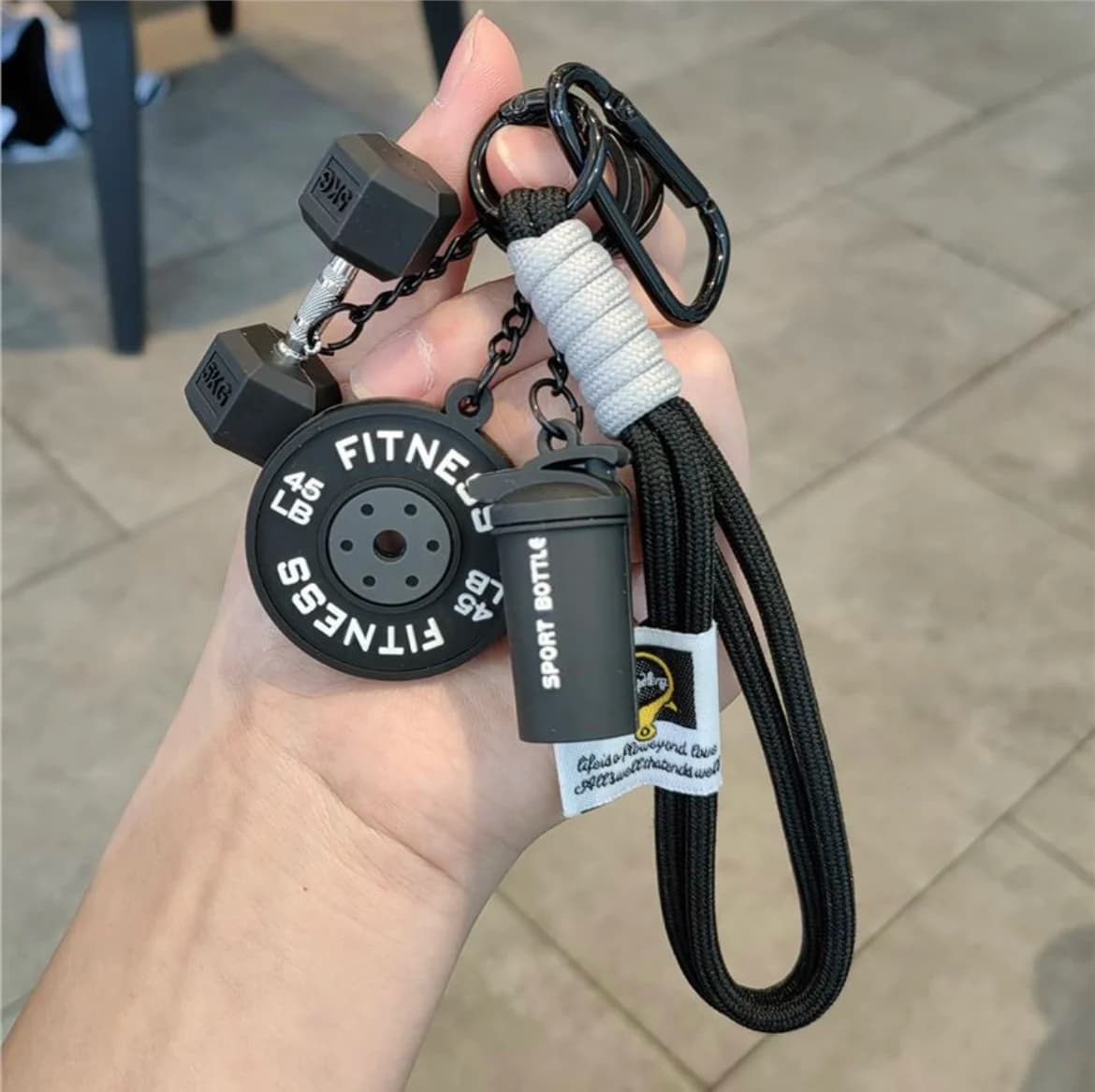 2026 NEW! Fitness keyring with gym barbell, weight lifting keychain, disc shaped silicone keychain with weight, gym gifts, training gifts, bag gift.
