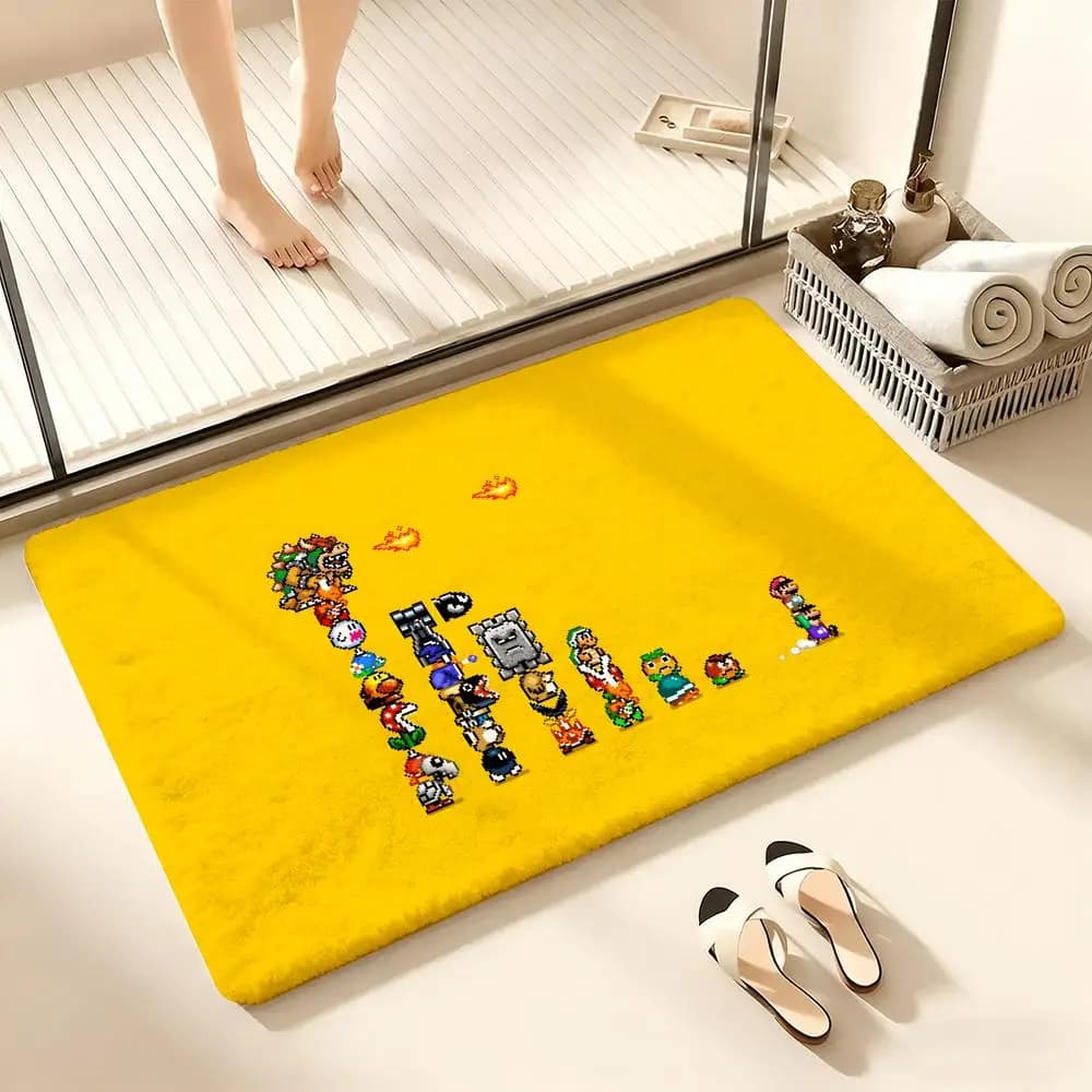 Hot S-Super Fun M-Mario Tappetino accogliente flanella morbida spessa tappetino antiscivolo per soggiorno camera da letto cucina arredamento tappeti