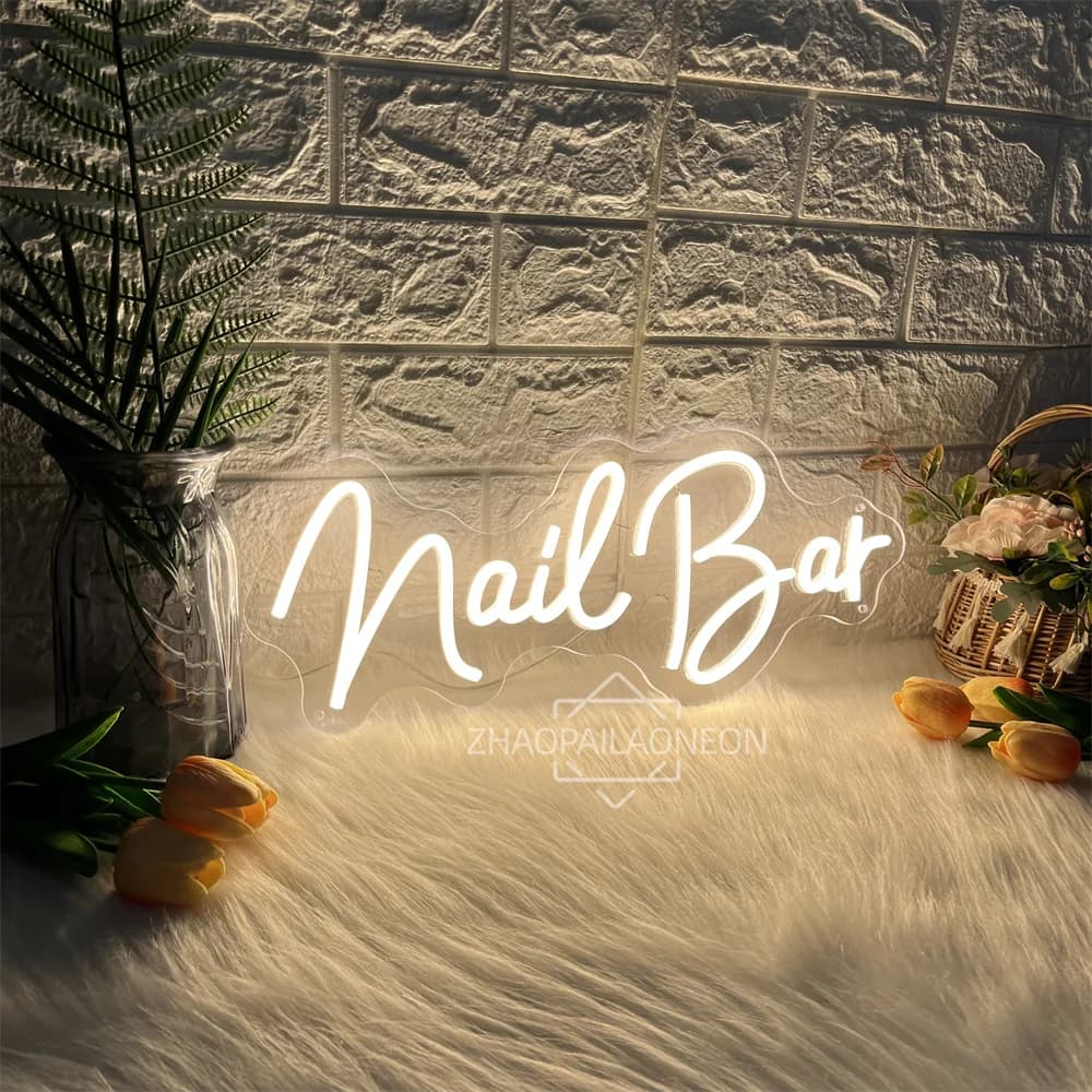 Nail Bar Neon Led Sign Decorazione del salone di bellezza Insegne luminose al neon Nail Beauty Room Decorazione da parete a LED Luci al neon aziendali USB