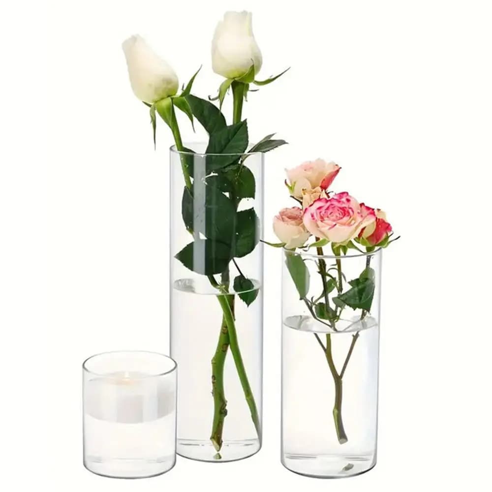 Hydroponic Plants Acrylic Cylinder Vase Shatterproof Fresh Flowers Tall Rustic Clear Vases Durable Candles