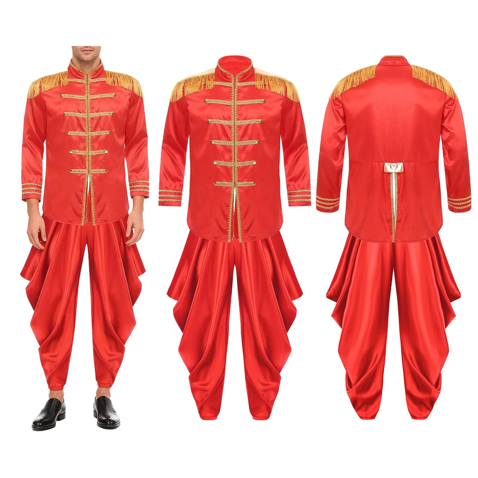 Hippie Music Star anni '60 Costume da uomo Halloween Natale SGT Sergente Pepper Outfit Giacca con pantaloni larghi Harem Fancy Dress Up Party