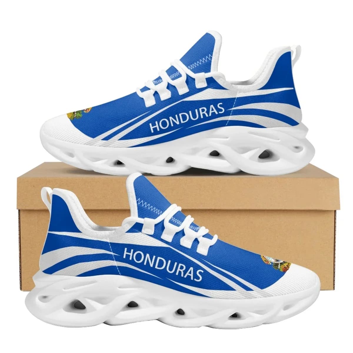 Scarpe da corsa da uomo con stampa della bandiera dell'Honduras, sneakers traspiranti, scarpe sportive casual antiscivolo alla moda, scarpe da allenamento.