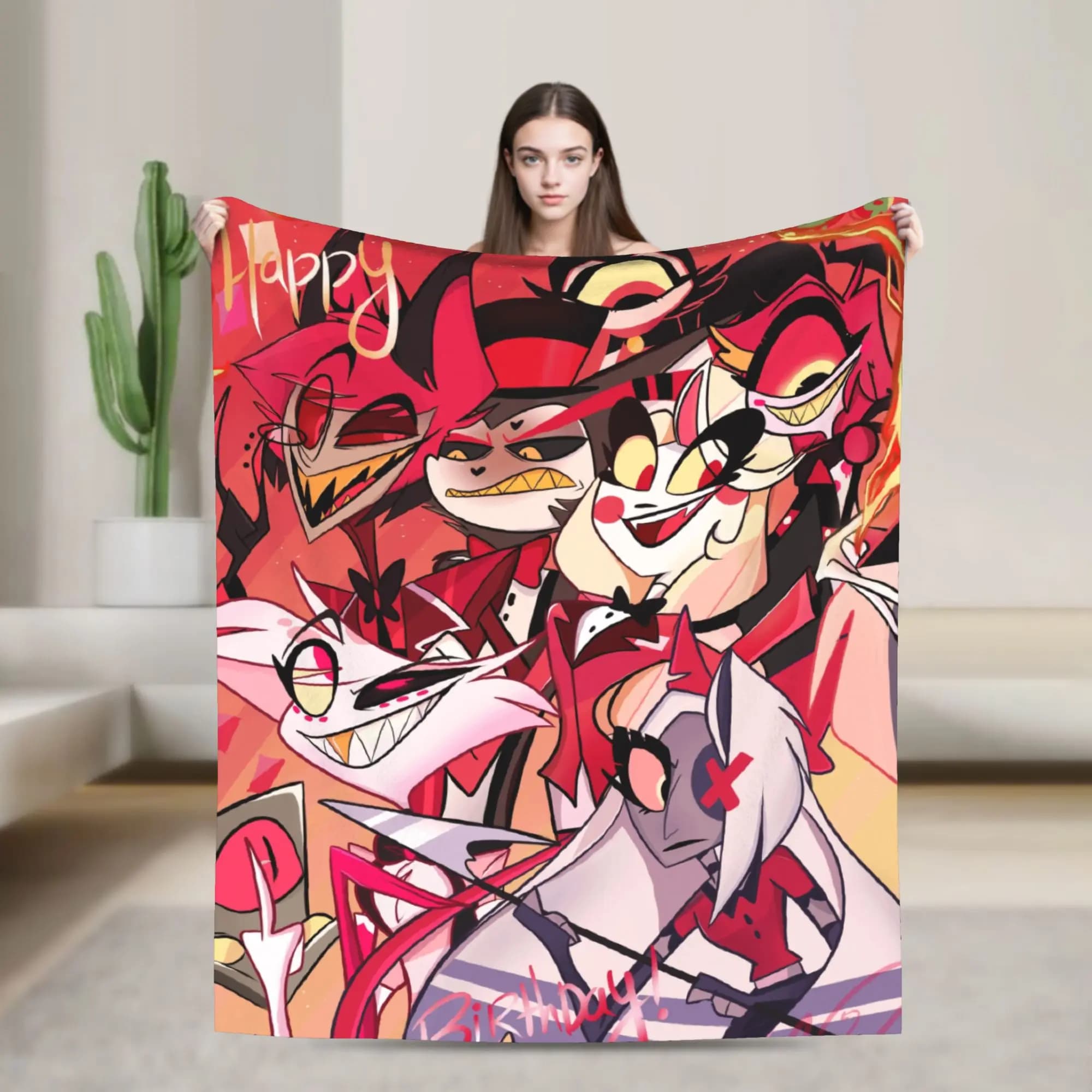 2025 H-Hazbin Hotel Charlie Cartoon Flannel Cover Hot blanket for bedroom Picnic Print Copriletto Covered