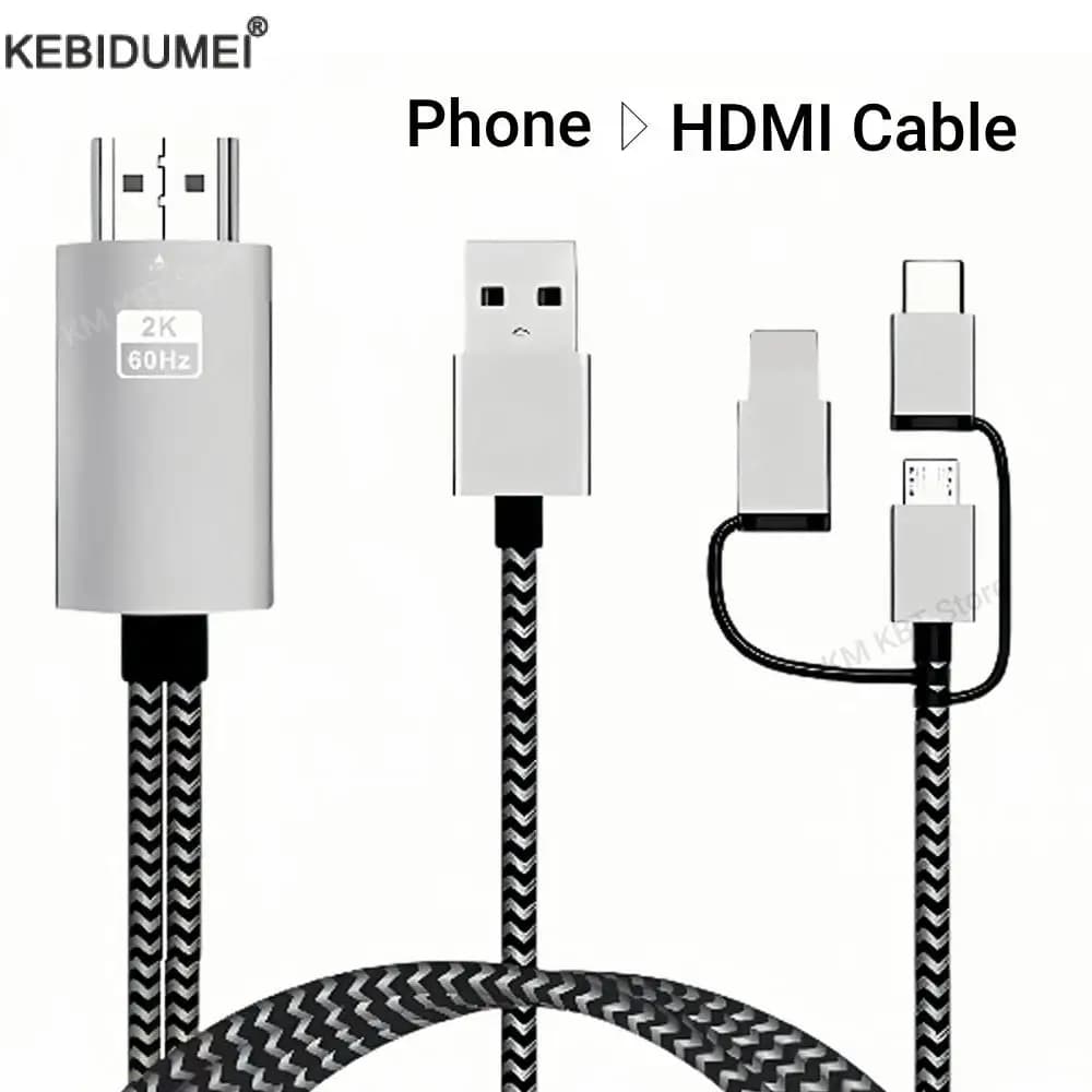 Cavo HDMI 3 in 1 Cavo convertitore da telefono a TV per iPhone per Samsung Huawei Schermo del telefono Collegare al proiettore TV HDMI HD