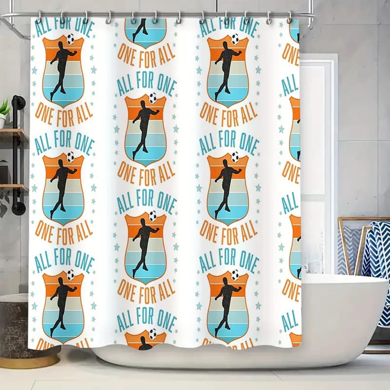 Tenda da doccia vintage da calcio, impermeabile, per squadre di calcio, set da bagno sportivo, modello di stampa artistica moderna per la casa