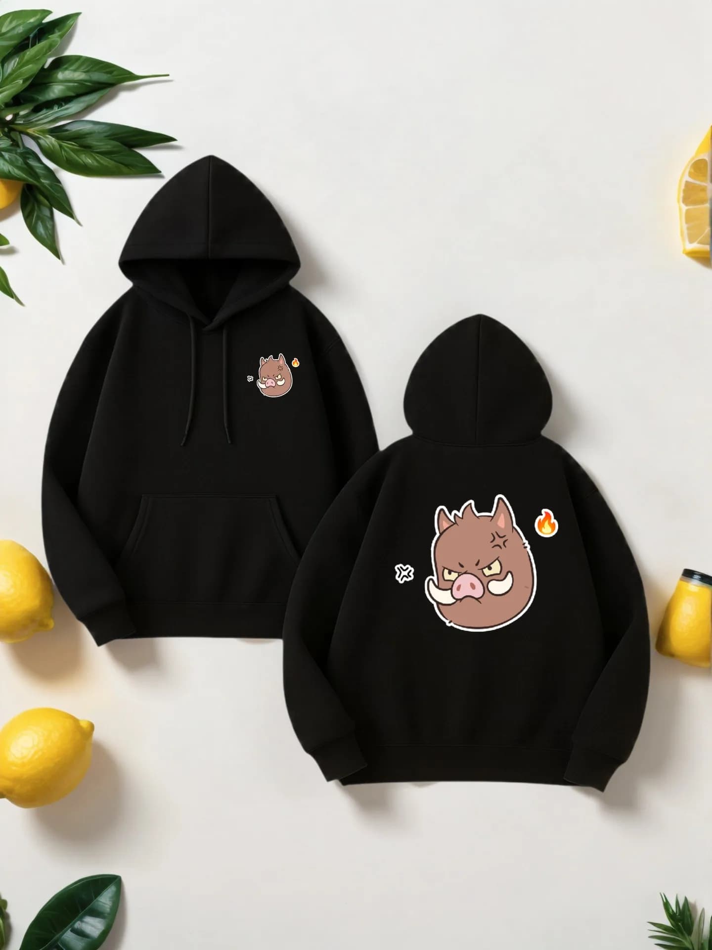 Felpa con cappuccio grafica da uomo, stampa di cartoni animati, stile casual, in pile, da indossare tutti i giorni, per giovani uomini