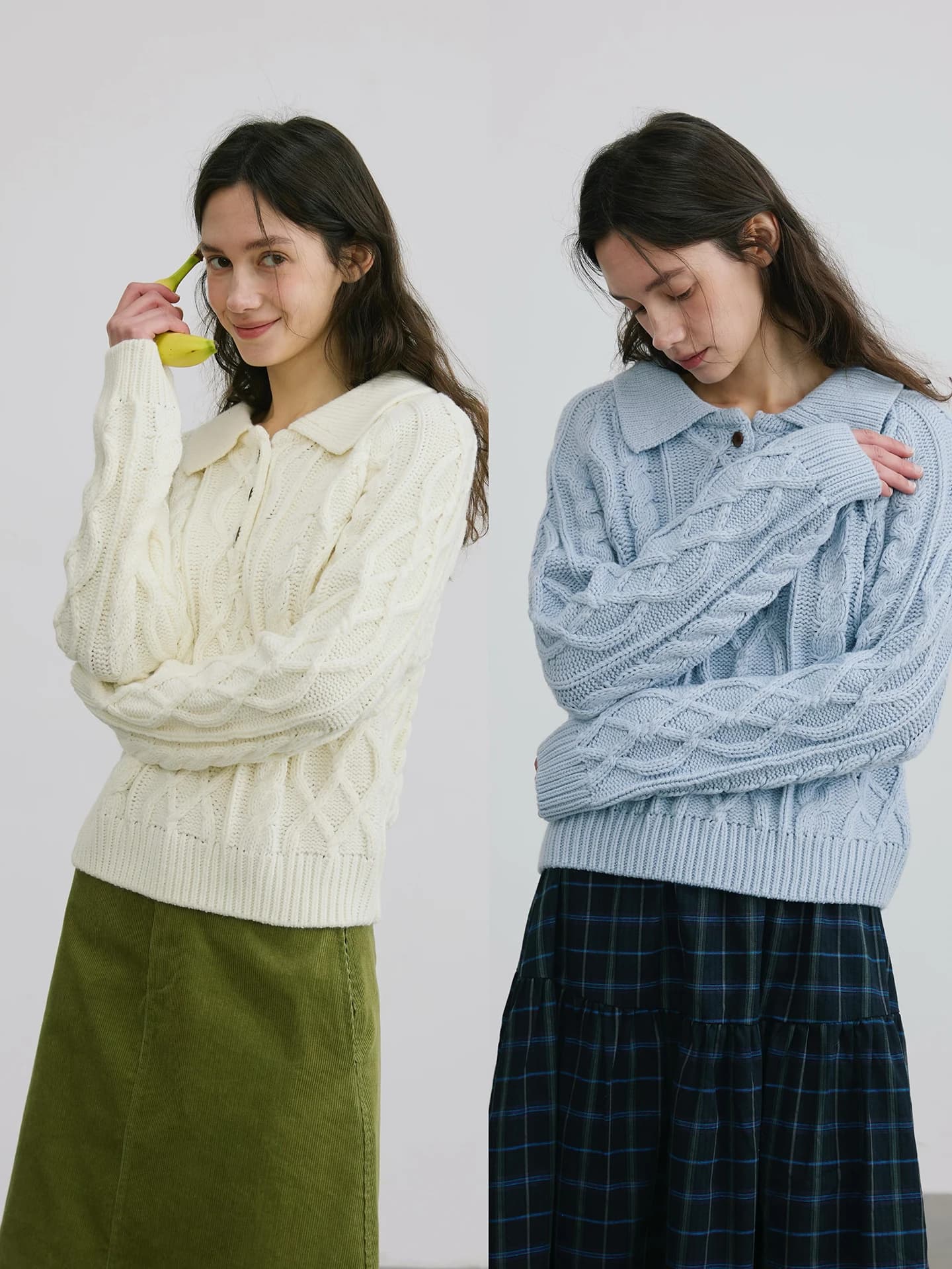 Maglione da donna Willbewell Fre College Sle bicolore blu e bianco con collo a revers, lavorato a maglia, casual, primaverile