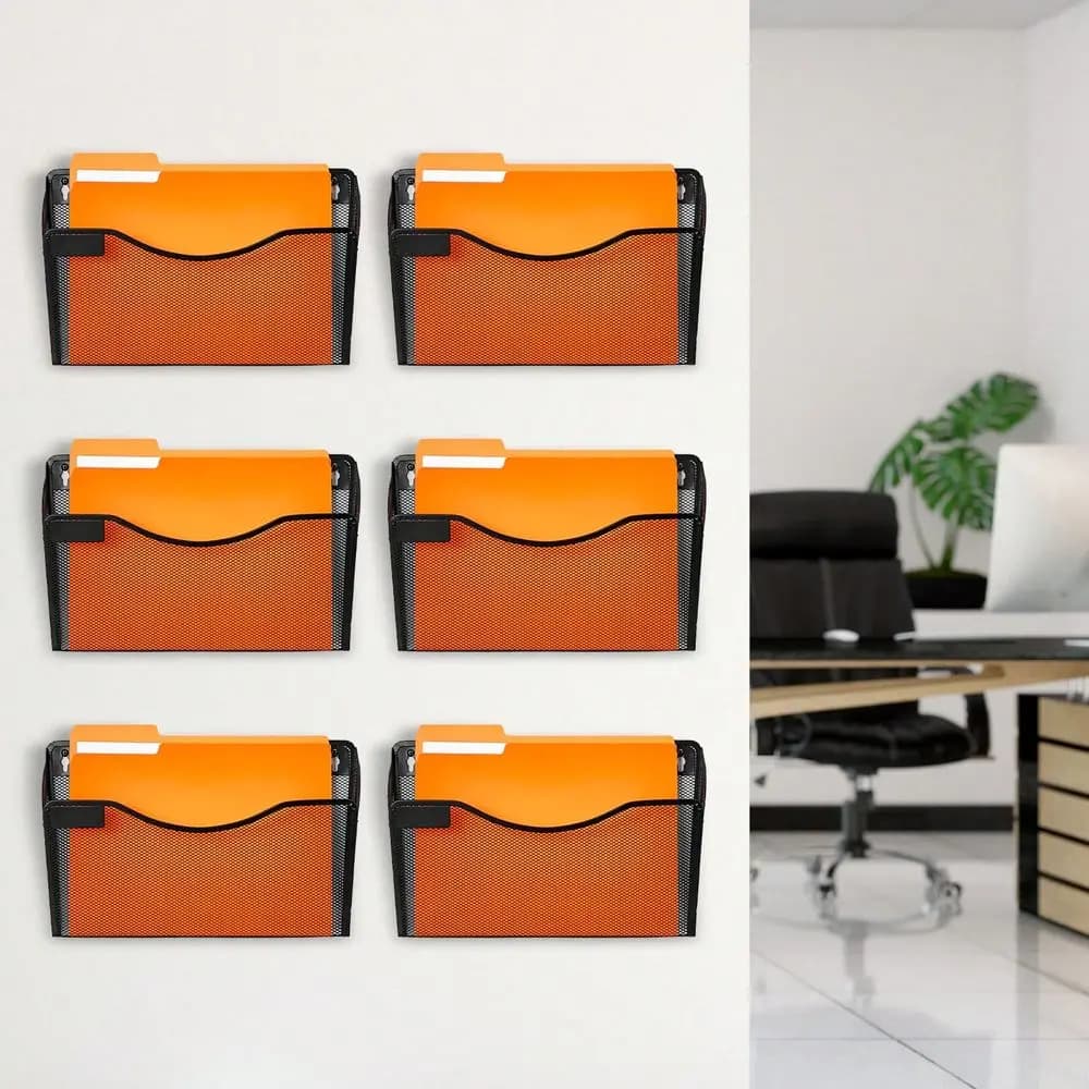 Portadocumenti da Parete, 16 Pezzi, 110 Tasche in Rete, Porta Riviste e Documenti da Parete, Organizzatore in Metallo per Carta e Documenti