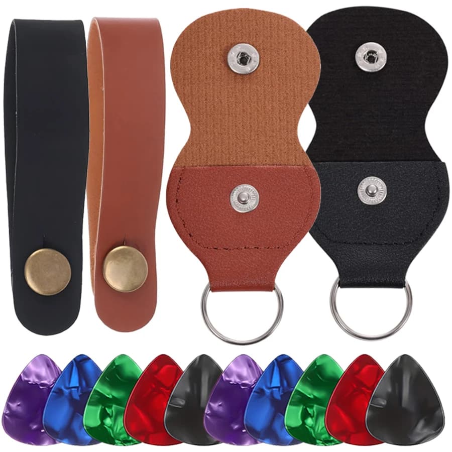 10pcs Guitar Pick & PU Storage Bag & Neck Blinding Ropes String Instrument Accessory Set Universal Instrument Accessories