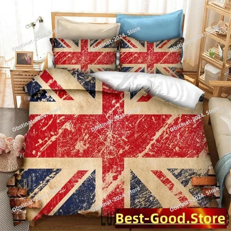 Top Stampa 3D Gran Bretagna Bandiera del Regno Unito Set di biancheria da letto Doppio Twin King Copripiumino Piumino Federa Ragazzi Ragazze Adulti Camera da letto