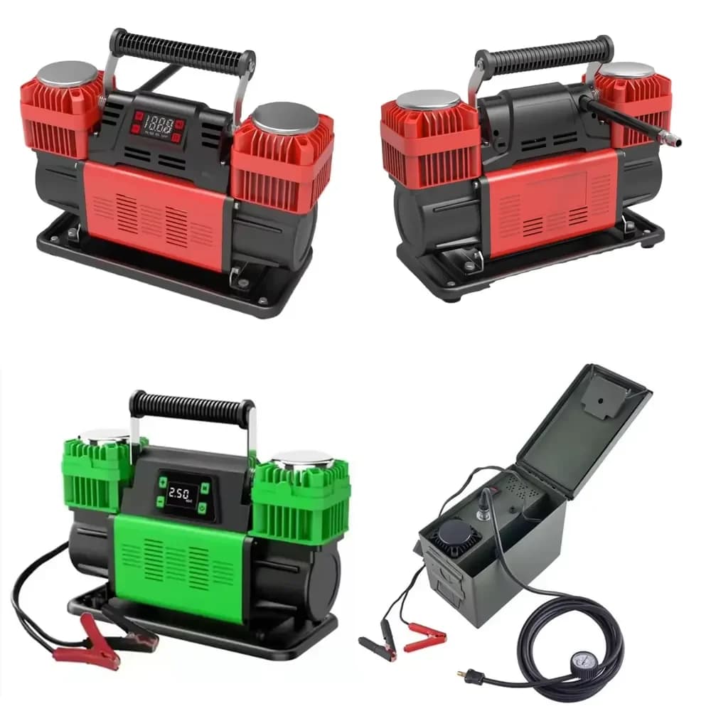 Compressore d'Aria 12V per Auto con Doppio Cilindro, Gonfiatore Rapido per Pneumatici 4x4 con Arresto Automatico
