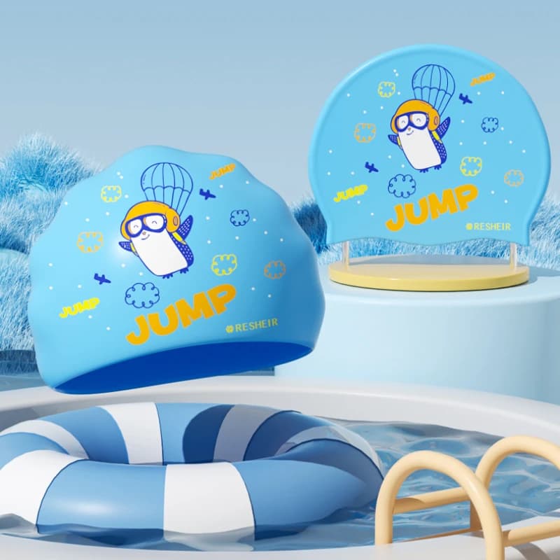 Kids Swimming Head Silicone Swim Head Comfortable and Waterproof for Boys Girls Print Cute cartoon Swimwear Pool Accessories