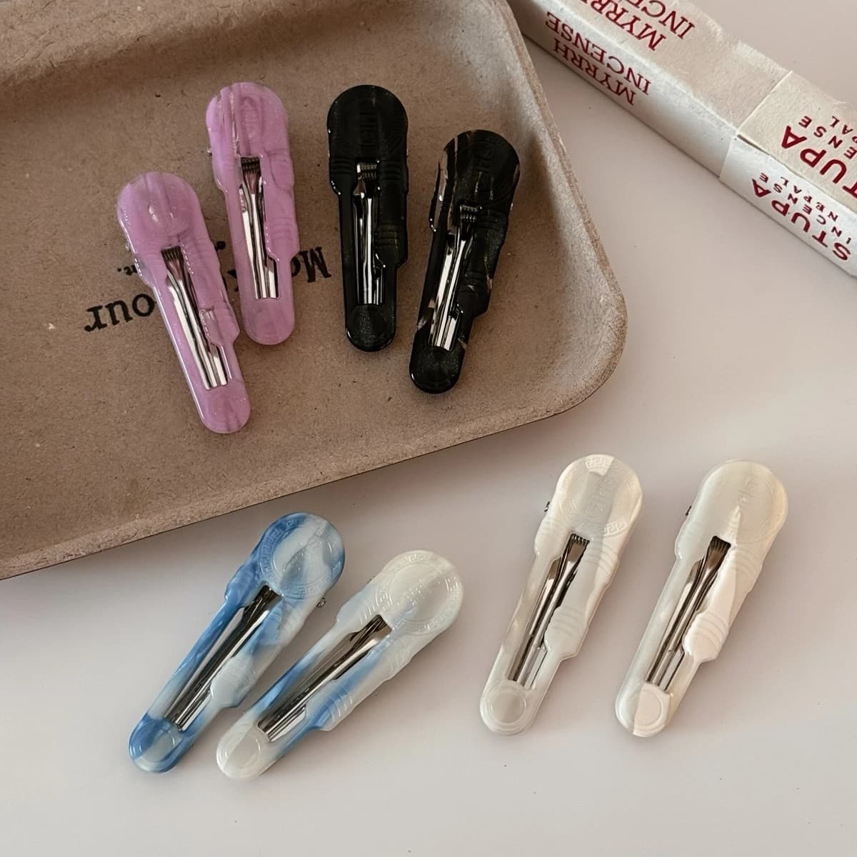 Anatra beak clip with niche design in acetic acid Side clip for simple printed hair daily Versatile fringe Hair Accessories New Style
