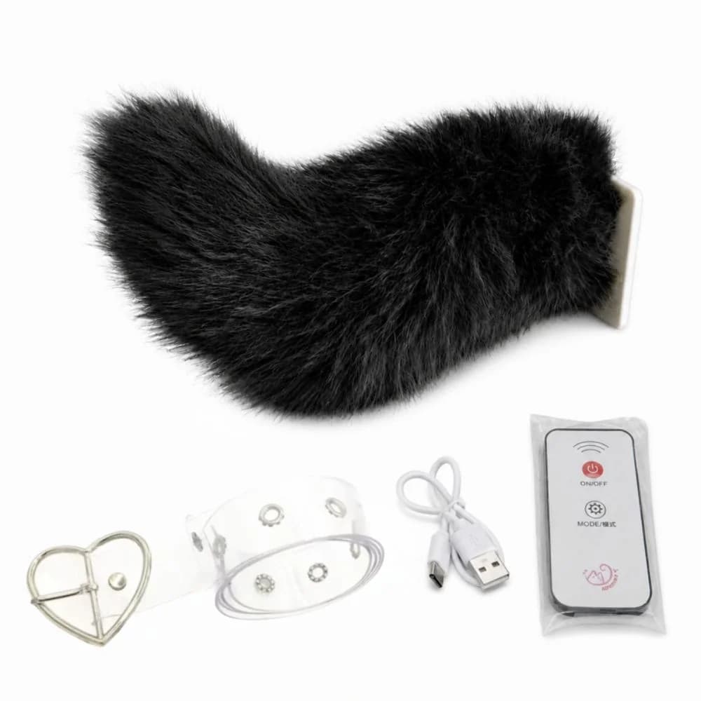 Voice Control Electric Fox Tail Belt Rechargeable Remote Control Role-playing Belt Fluffy Realistic Plush Electric Tail