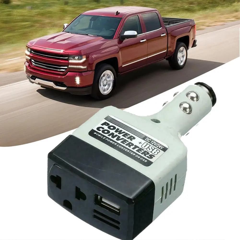 Universal Power Converter for 12V 24V DC to 220V cars AC with USB port to charge phone and laptop, car transformer.