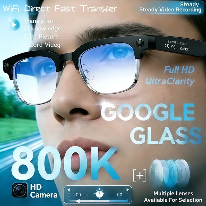 New 2026 Smart Glasses with Camera, Video Recording, AI Photo Recognition, Bluetooth Calls, Vocal Translation, Male Sunglasses