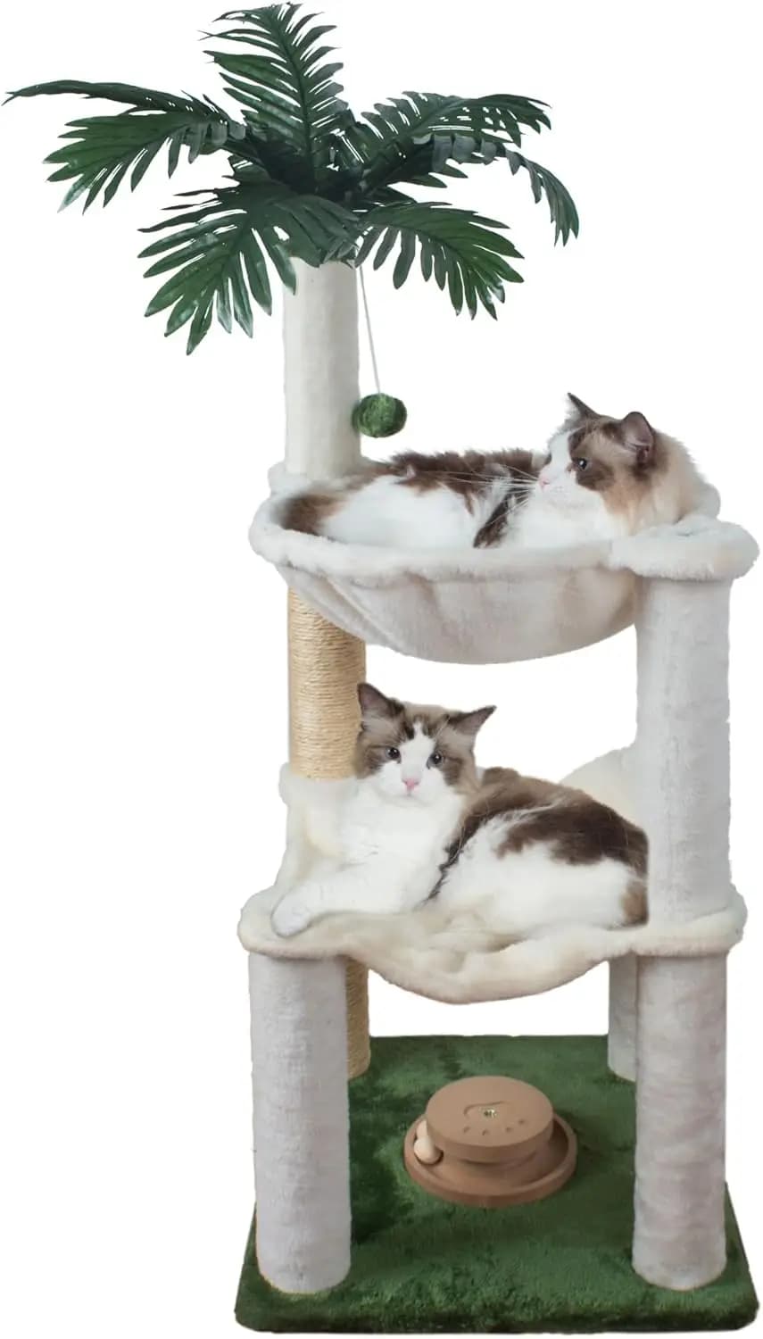 Albero per Gatti da 40 Pollici con Doppia Amaca, Tiragraffi in Sisal e Giocattoli Interattivi per Gattini e Gatti Adulti
