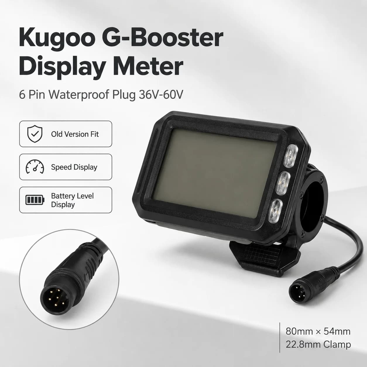 Kugoo G-Booster Old Version 6 Pin Waterproof Display Meter 36-60V Electric Scooter LCD Dashboard Speed Battery Replacement Part