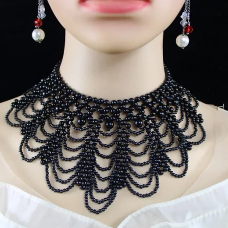 Women's Fashion Clothing Accessories Chain False Pearl Necklace Sweet Fabric Wedding Jewelry Lovers Chocker Necklaces Gifts