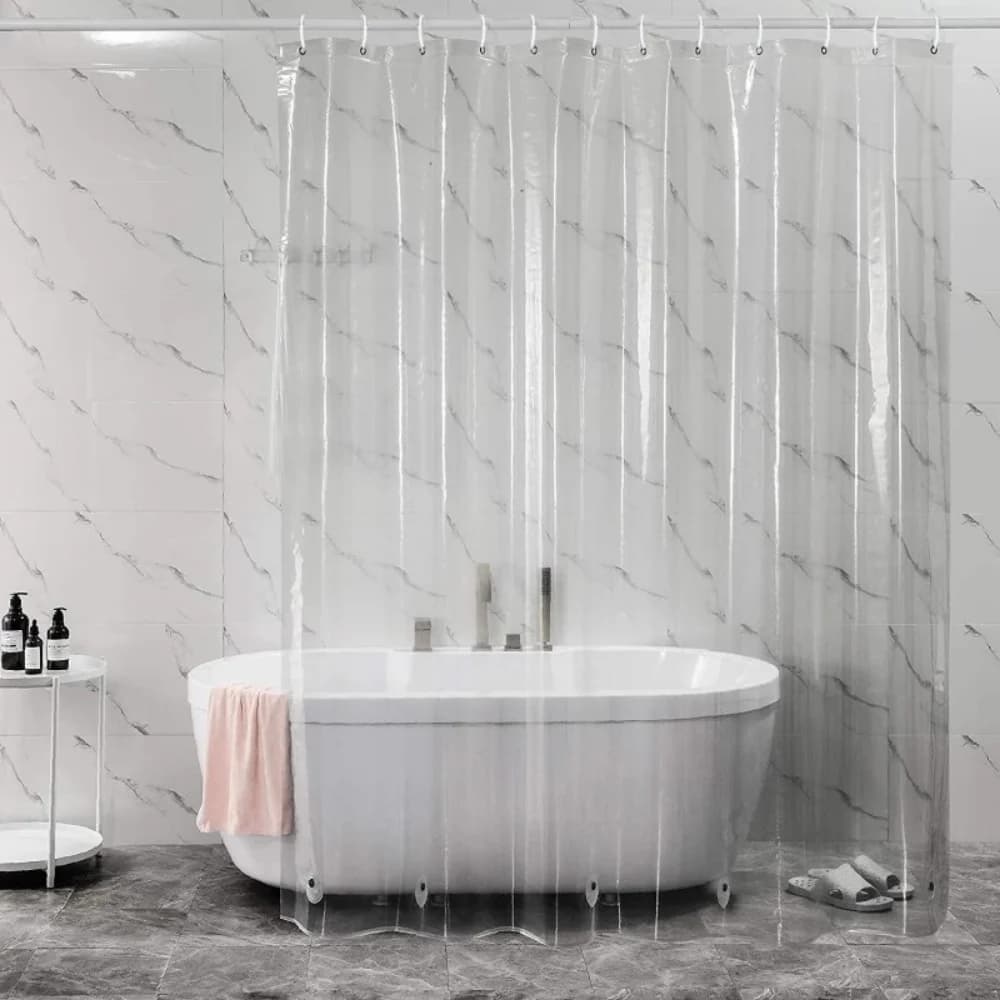 Tenda da doccia PEVA Tende da bagno trasparenti in plastica impermeabile Tende da bagno trasparenti/colorate Muffa Casa di lusso con ganci