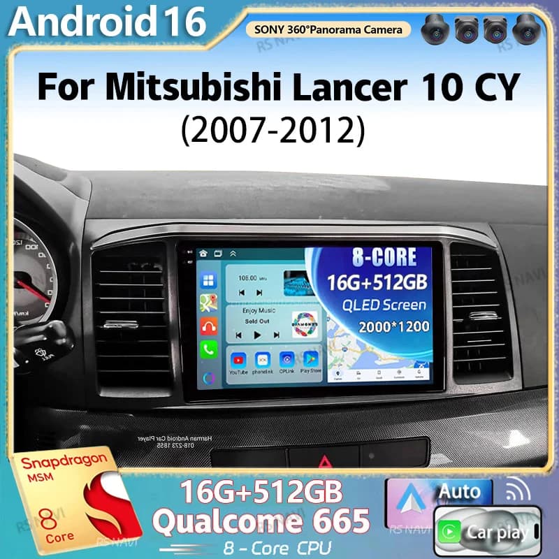 Android 15 2K QLED Per Mitsubishi Lancer 10 CY 2007 - 2012 Stereo Auto Radio Lettore Video Multimediale GPS 4G CarPlay