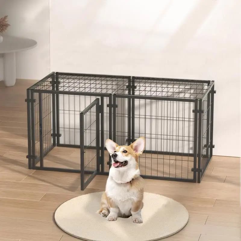 Cestino per cani da 47,2" per cani di piccola taglia, box per cuccioli per uso interno ed esterno, gabbia e cuccia per animali domestici, ideale per l'addestramento e