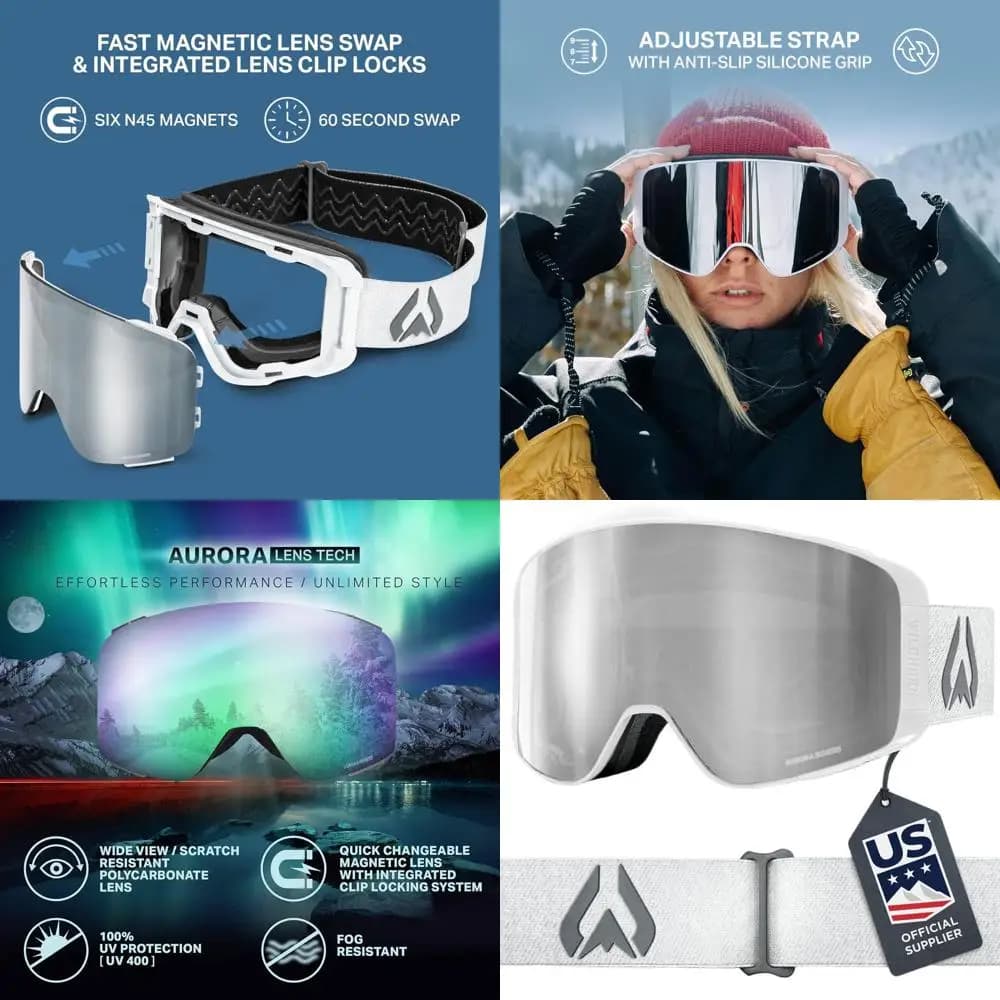 Occhiali da Sci Sovrapponibili al Maschera con Protezione Antigraffio e 100% UV, Fornitore Ufficiale della Squadra Nazionale USA di Sci, Lenti Intercambiabili