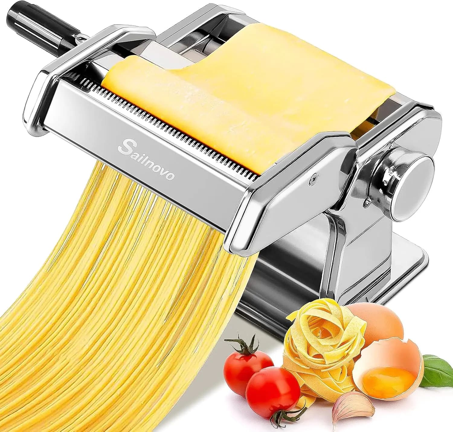 Macchina per Pasta, Macchina per Pasta con 180 Rulli, 9 Impostazioni di Spessore Regolabili, Macchina 2-in-1 per Pasta Fresca con Rulli