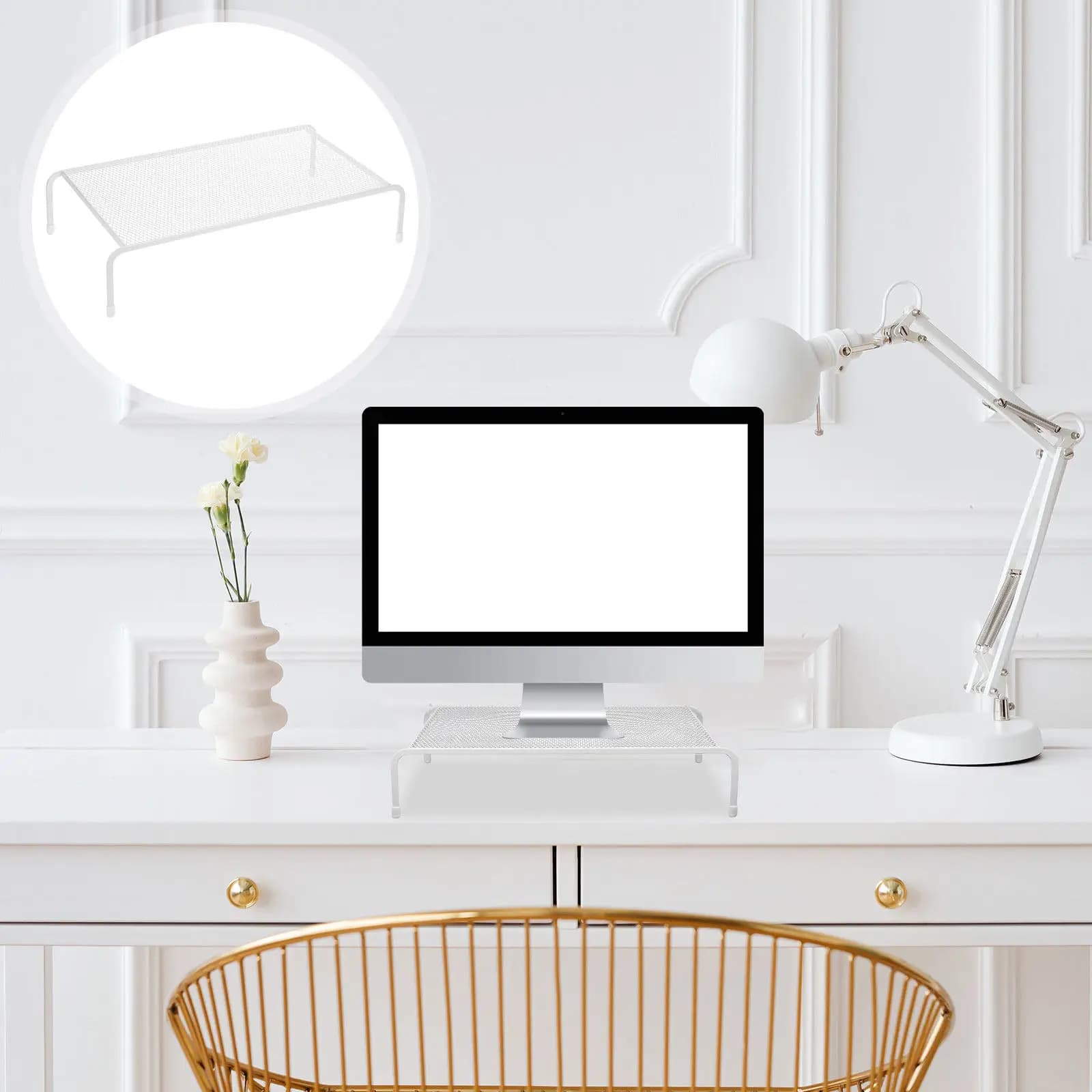 Monitor Riser Stand Single Layer Solid Iron Desktop Computer Heightening Rack Organizer Monitor Stand for Desk Laptop Holder