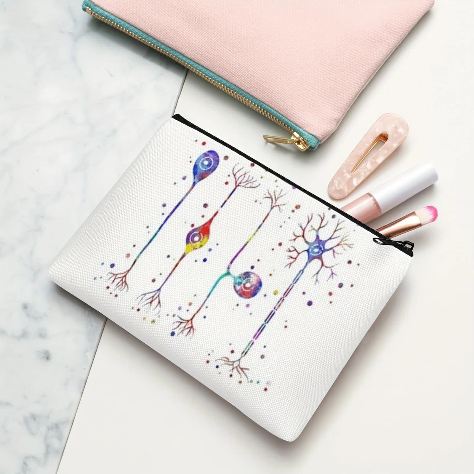 Borsa per il Trucco a Tema e Organizer da Viaggio per Neuroscienze, Regalo Perfetto per Neuroscienziati, Studenti e Insegnanti, Borse alla Moda