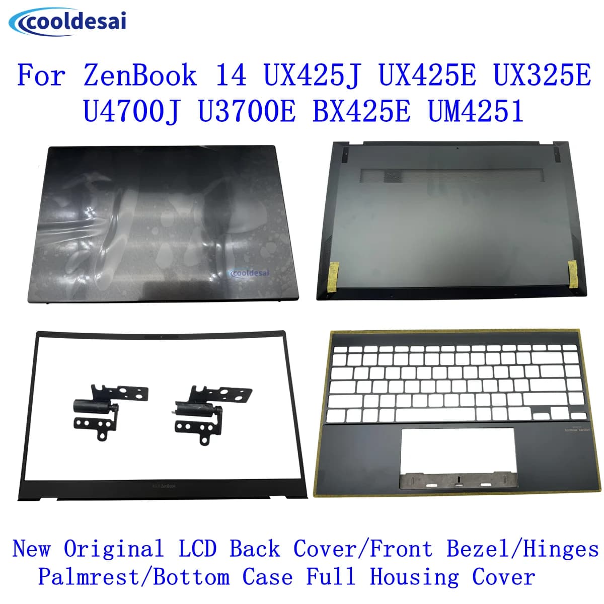 New For ZenBook 14 UX425 UX425J UX425E UX325E U4700J U3700E BX425E UM4251 LCD Back Cover/Front Bezel/Hinges/Palmrest/Bottom Case