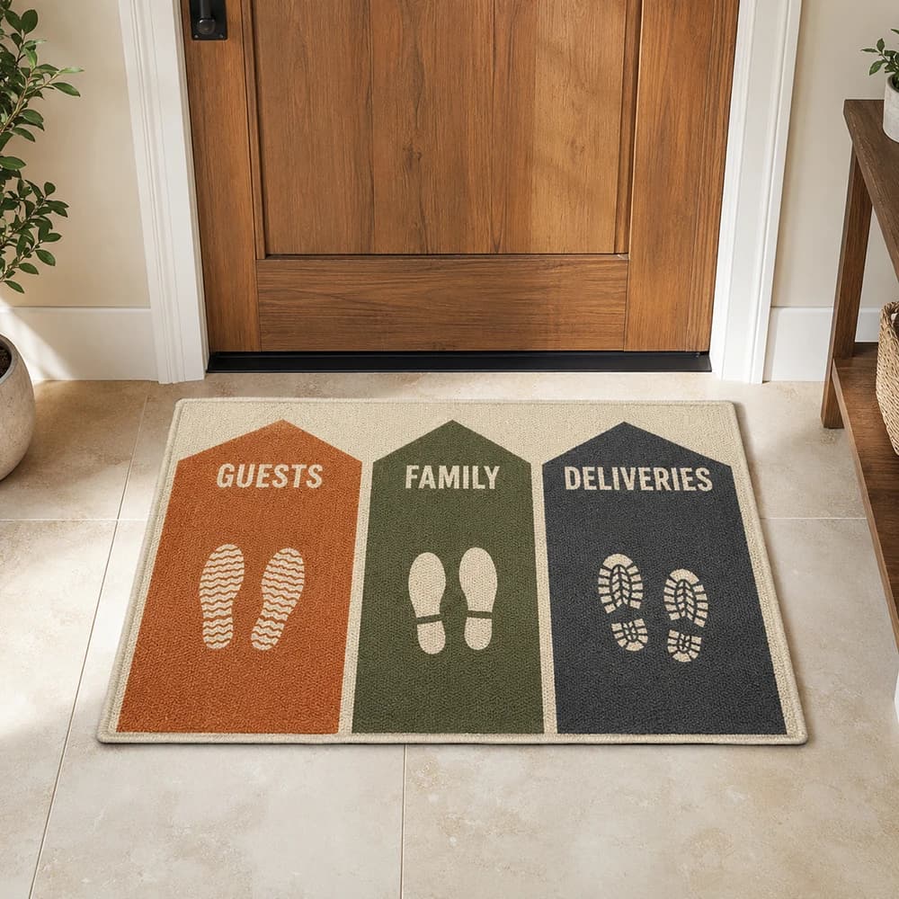Guests Family Deliveries Funny Doormat Custom Anti Slip Absorbent Front Door Entrance Rug Personalized Unique Housewarming Gift