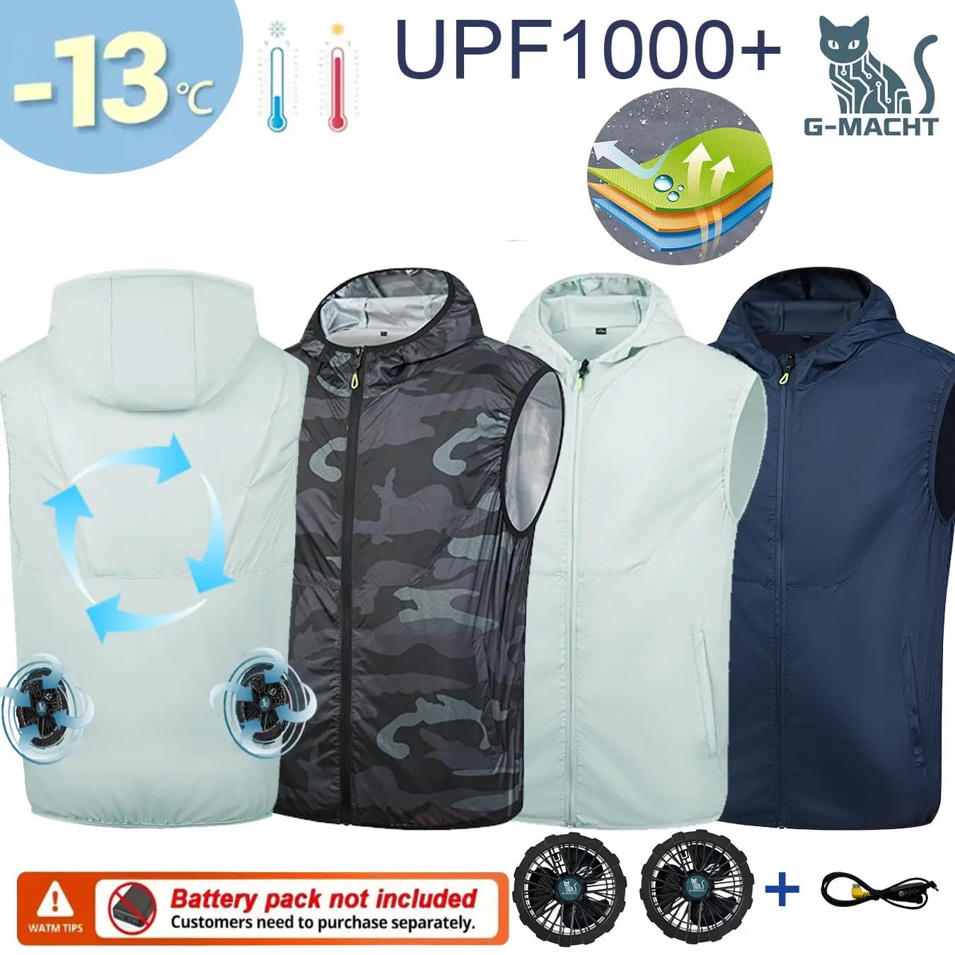 Gilet rinfrescante riflettente con protezione solare UV, traspirante, per attività all'aperto, pesca, lavoro ed escursioni estive