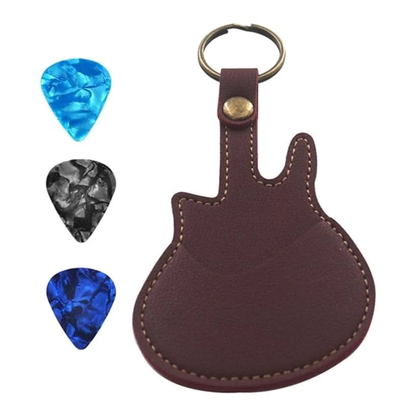 Guitar Picks Keychain Holder Plectrums Bag with 3Pcs Guitar Picks Gift Set