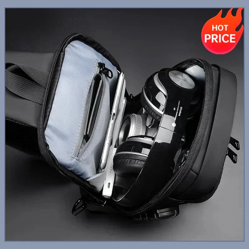 Men Anti Theft Chest Bag Shoulder Bags USB Charging Crossbody Package School Short Trip Messengers Bags Men's Oxford Sling Pack