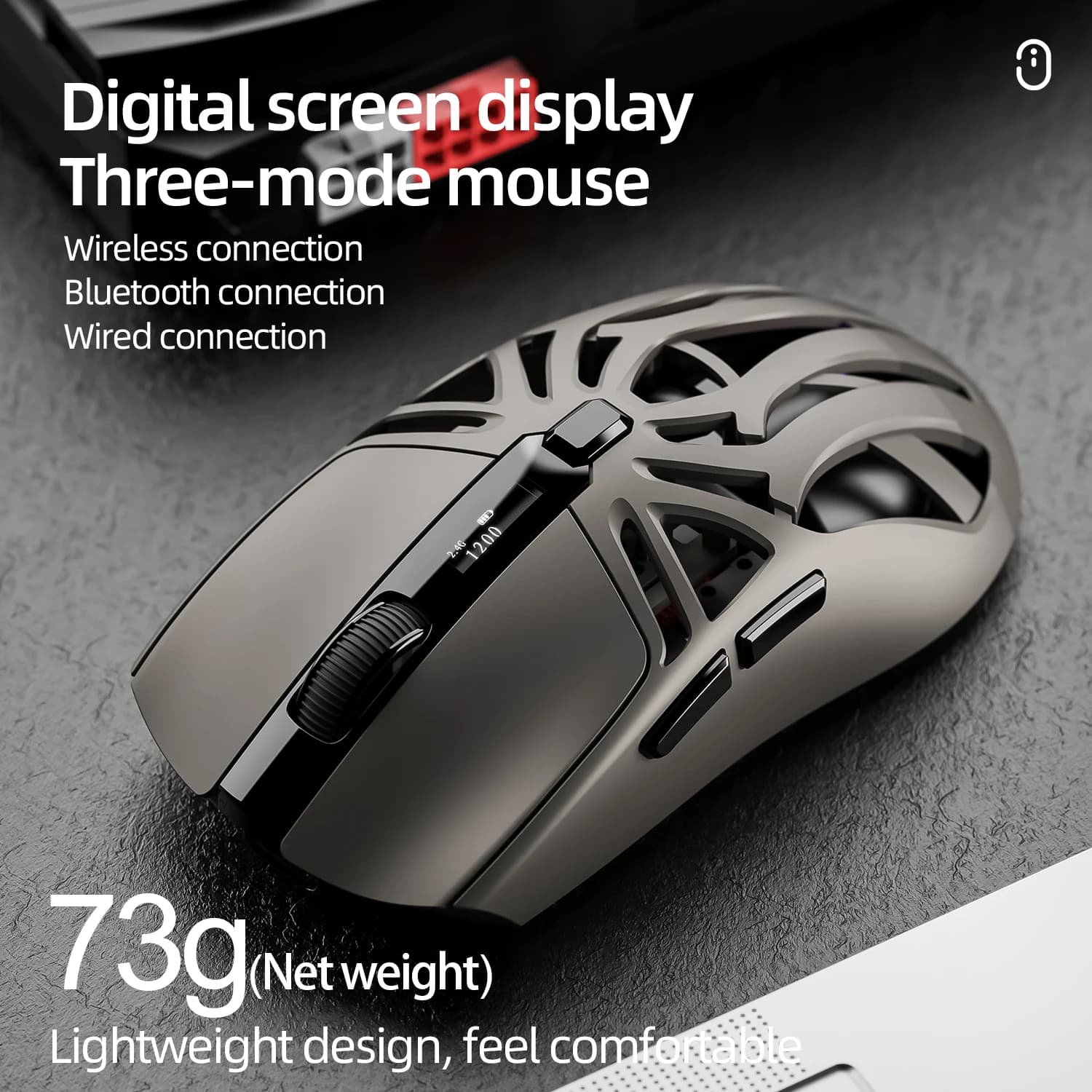 Mouse Bluetooth SMAILWOLF RS8 1000Hz, 10000 dpi, connessione a tre modalità, computer portatile con mouse da gioco macro leggero