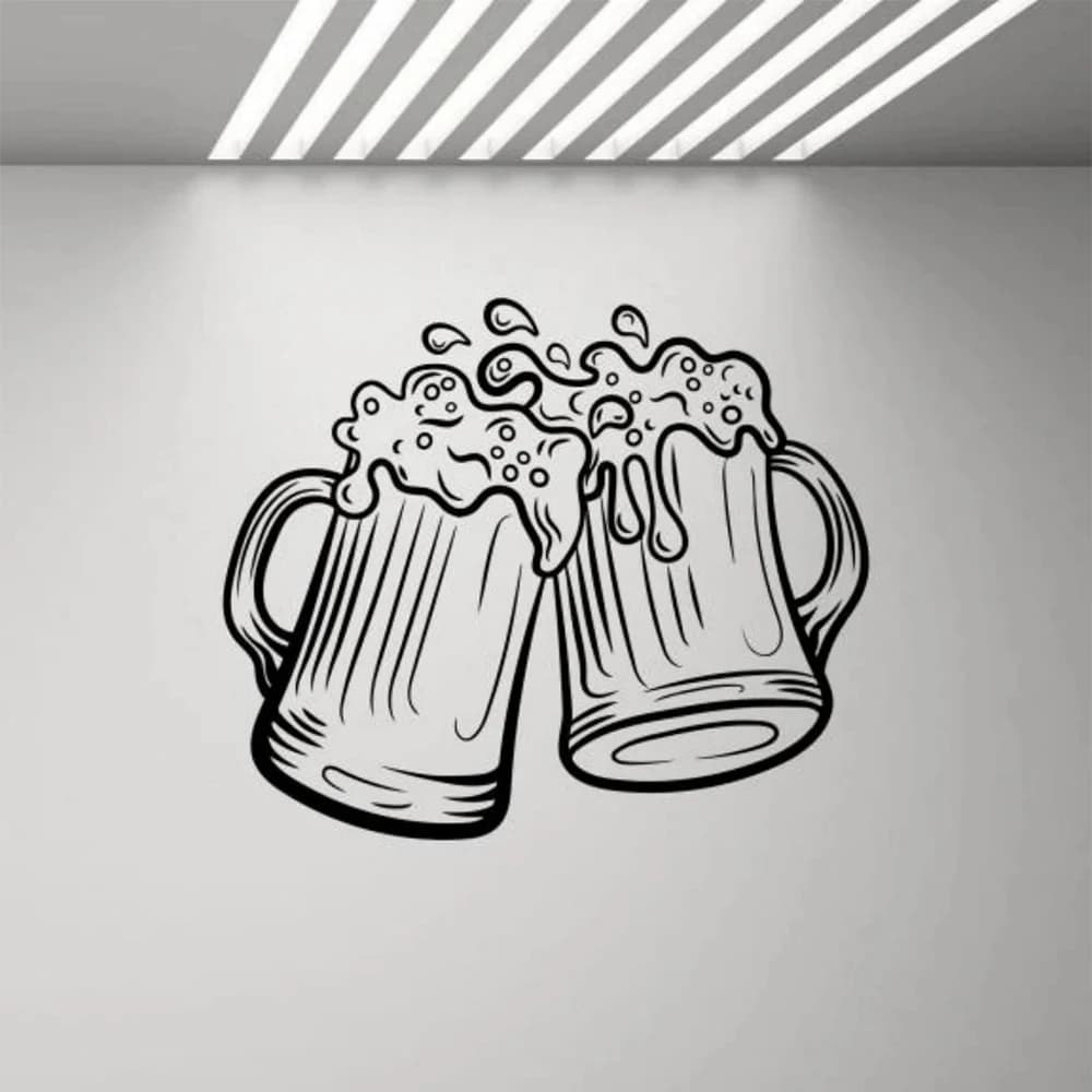 Decalcomania della parete della birra adesivo in vinile boccale di birra bicchiere alcol Bar adesivo da parete Pub Decor Poster per sala da pranzo Decor Wallpaper S325