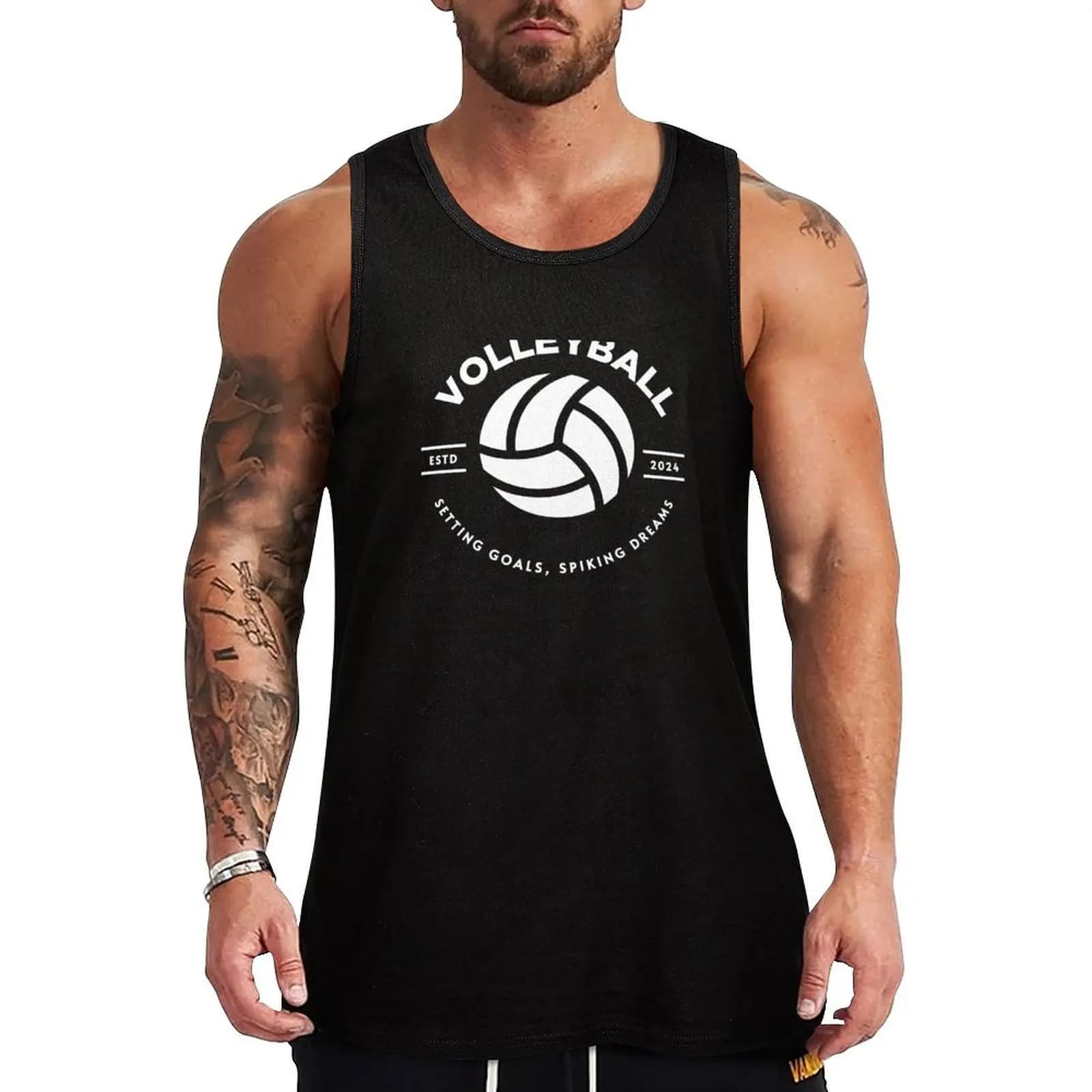 Canotta dal design elegante a tema pallavolo, essenziale, senza maniche, tinta unita, basic