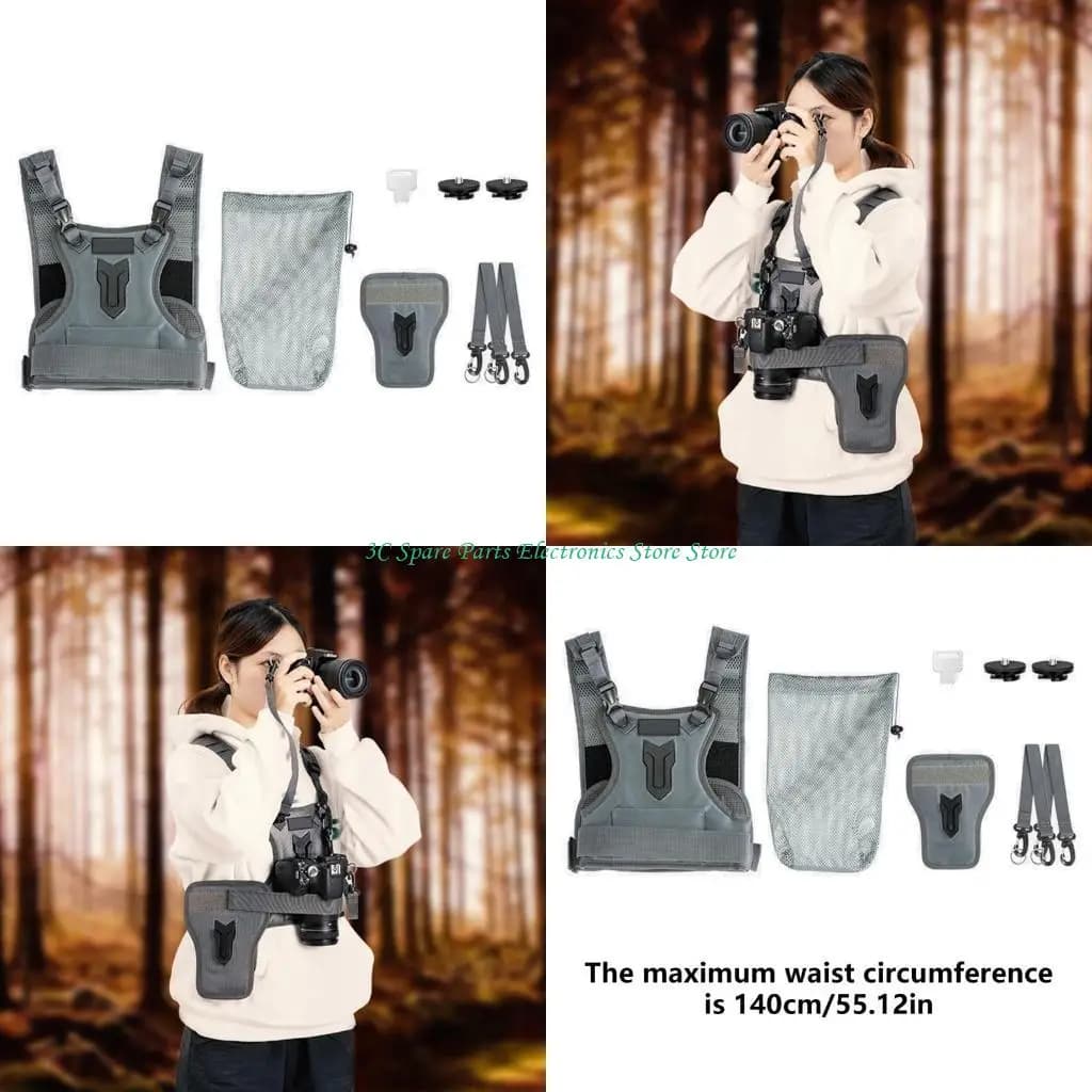 Gilet con imbracatura toracica per il trasporto due fotocamere SZ traspiranti con sistema bloccaggio sicurezza