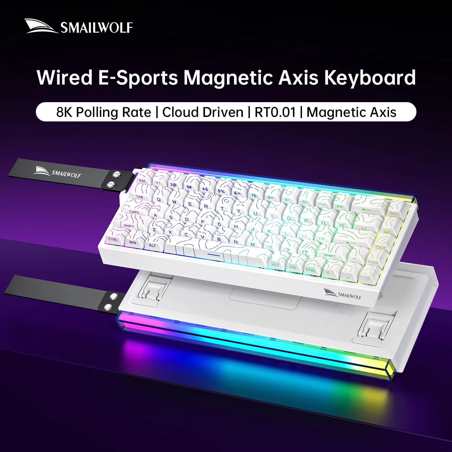Tastiera Meccanica SMAILWOLF SK11 68HE con Switch Magnetici, Layout 68%, per Gaming ed Esports, Rapid Trigger, 0.01mm, 8K, Cablata