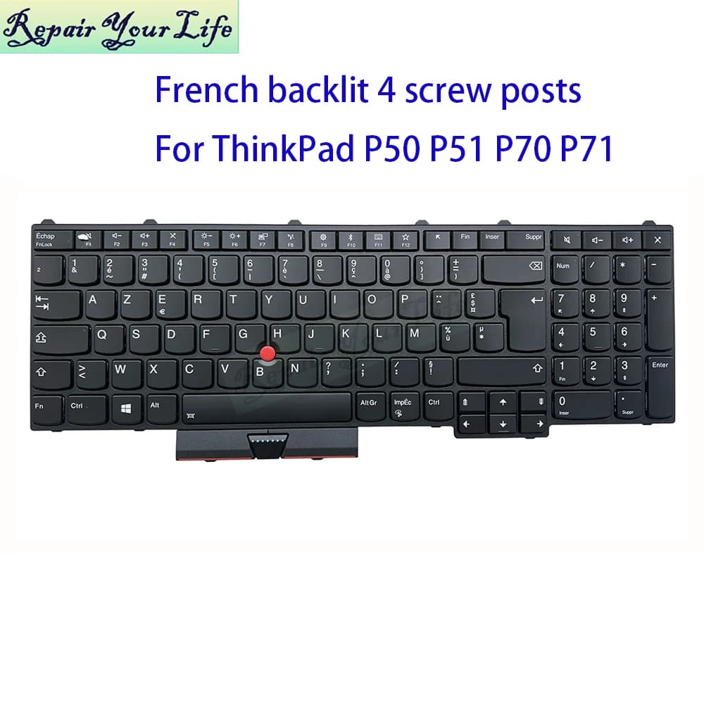 AZERTY Tastiera retroilluminata francese per Lenovo Thinkpad P50 P70 P51 P71 20EN 20ER Notebook Trackpoint Tastiere 01HW293 SN20M25784