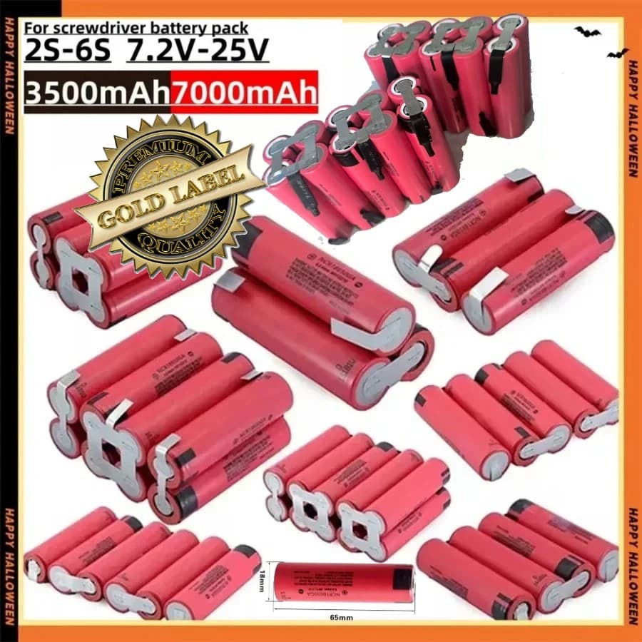 Originale 18650 GA 2S 3S 4S 5S 6S 3500-7000mAh Ad alta capacità personalizzabile per batteria di saldatura cacciavite 18650 12V 14.4V 18V 25V
