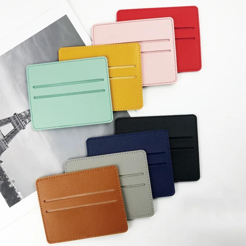 random color1pc Ultra Thin PU Leather Card Holder Multi Slot Women ID Card Cover Credit Card Wallet Protective Case