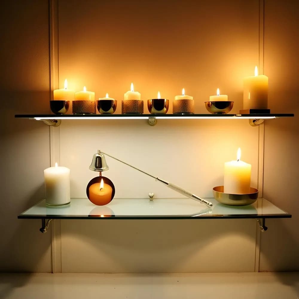 Gold Metal Candle Snuffer with Long Handle for Safely Extinguishing Candles Smokeless Candle Wick Snuffer Kit for Home Decor Church Wedding Dinner Party Essential Candle Tool Accessory for Taper Pillar Jar Candles in